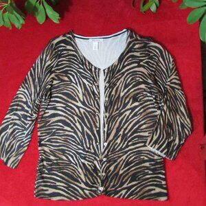 White House Black Market Animal Print Cardigan